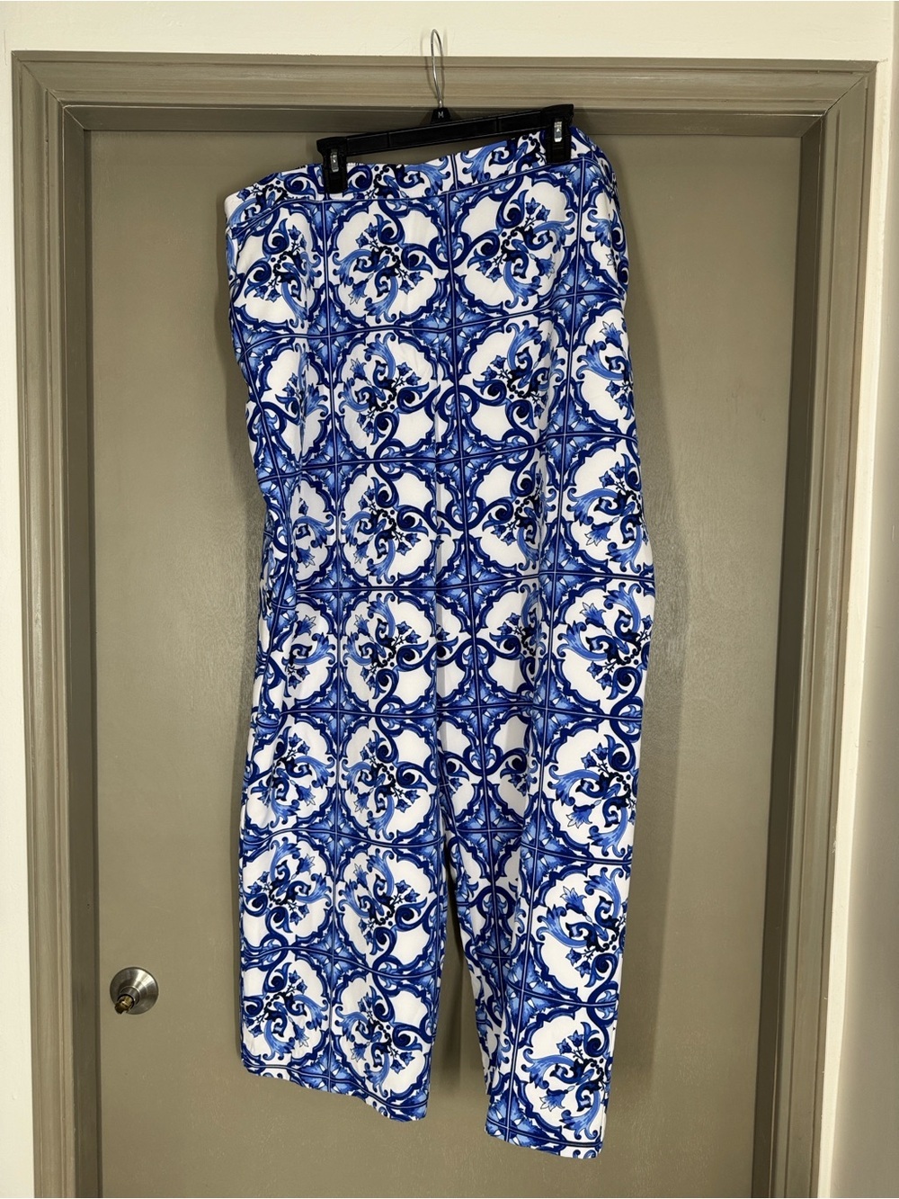 NWT Liz Claiborne Blue & White Tile Print Wide Leg Pants Size 3X